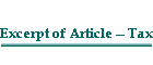 Excerpt of Article -- Taxation and Double Tax Treaties Network